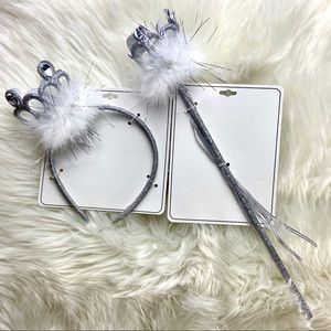 Princess Headband & Matching Wand / Silver Glitter